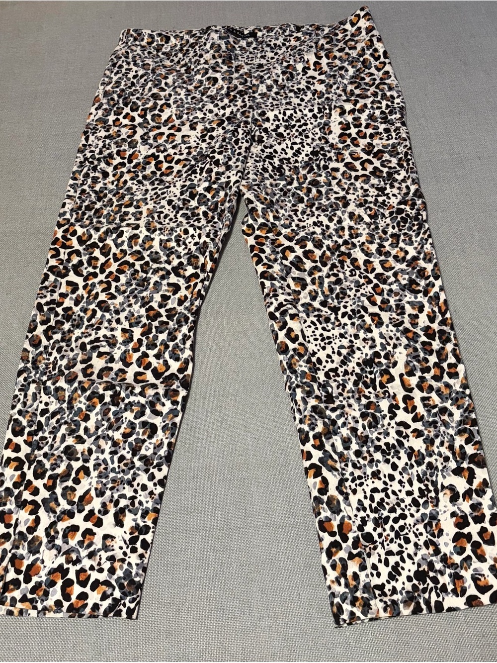 Zac & Rachel Leopard Print Straight Leg Jeans in White, Black & Tan